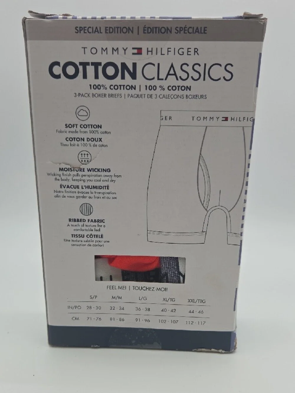 Tommy Hilfiger 3-Pack Cotton Classics Boxer Briefs – Blue, Red, Black
